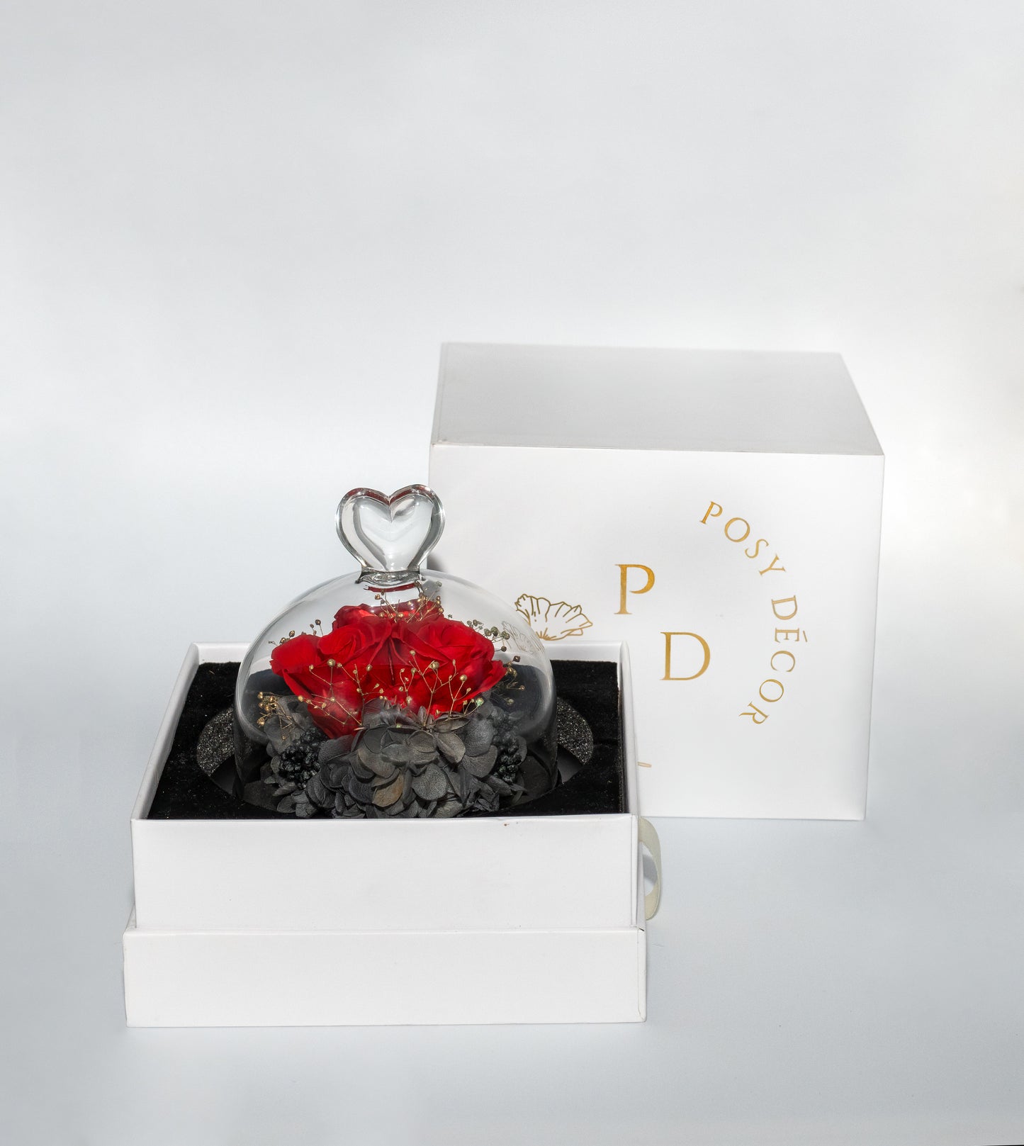 Immortal Trio Enchanted Rose Dome - Red