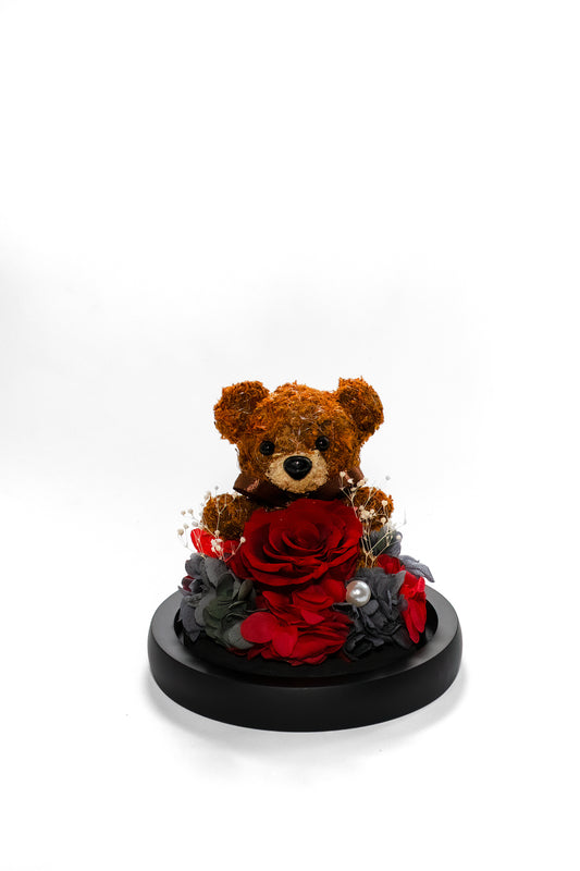 Teddy Bear Rose in Glass Dome