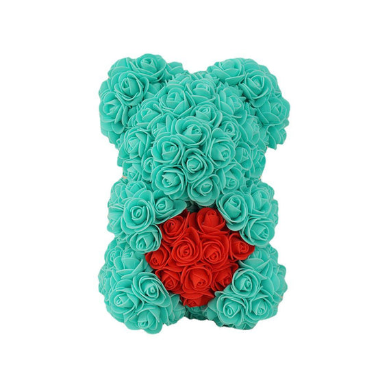 Rose Bear Teddy - Tiffany Blue (Red Heart)