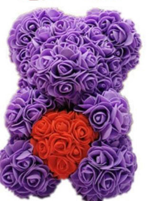 Rose Bear Teddy - Purple (Red Heart)