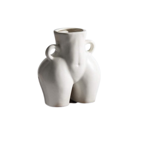 Half Female Torso Vase - White
