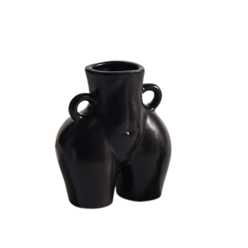 Half Female Torso Vase - Black