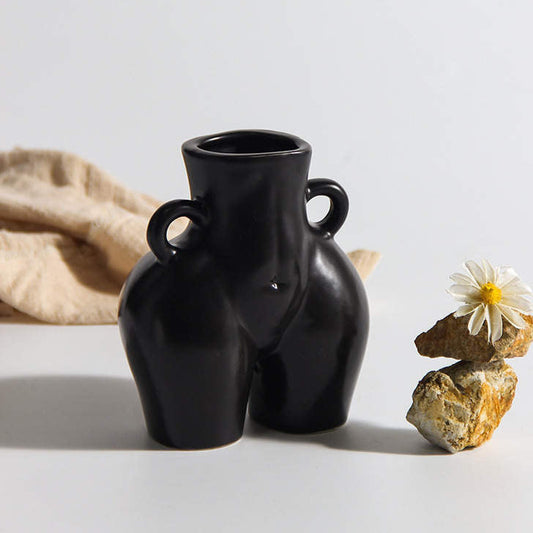 Half Female Torso Vase - Black