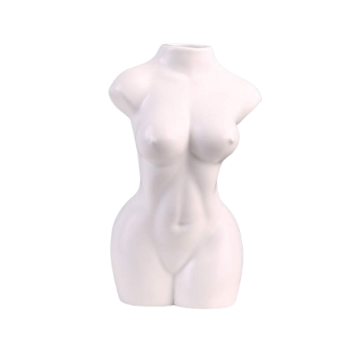 Female Torso Ceramic Vase - White