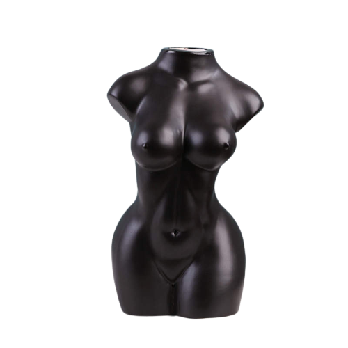 Female Torso Ceramic Vase - Black