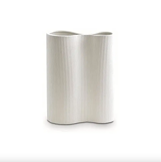 Ribbed Infinity Vase - White