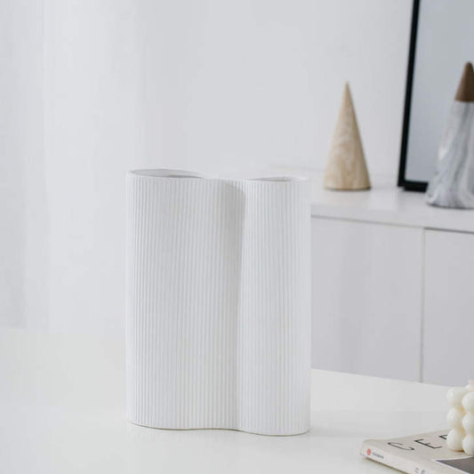 Ribbed Infinity Vase - White